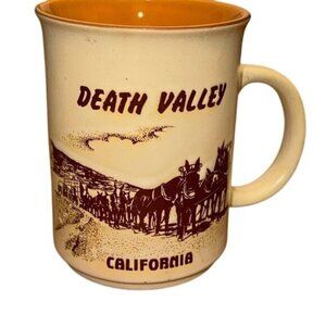 Vintage Death Valley California Souvenir Mug Orange Interior Smith Western Japan